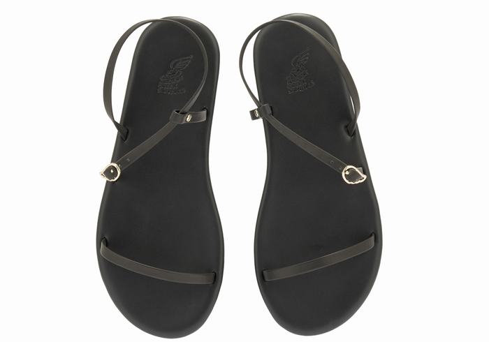 Black Ancient Greek Sandals Niove Women Back-Strap Sandals | RTH6766LO