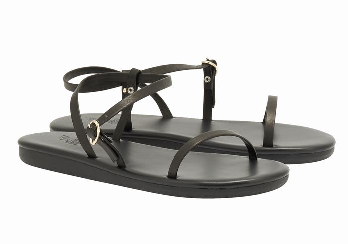 Black Ancient Greek Sandals Niove Women Back-Strap Sandals | RTH6766LO