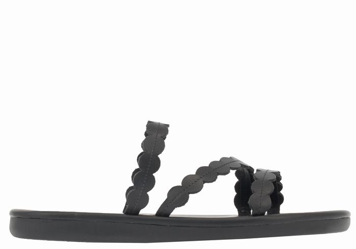 Black Ancient Greek Sandals Oceanis Women Slide Sandals | KNA3920JF