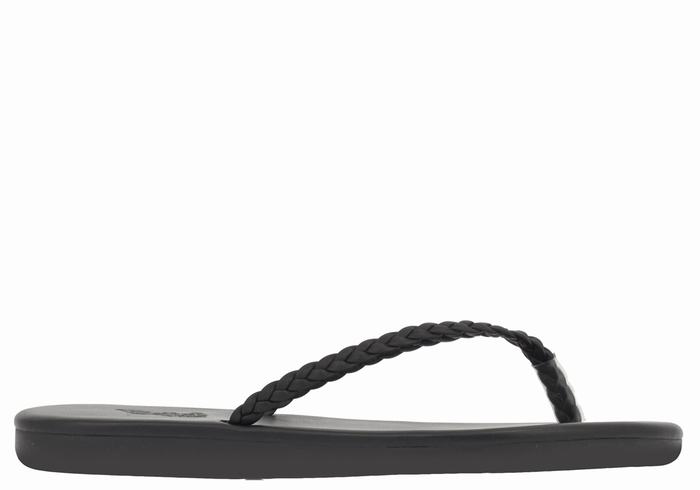 Black Ancient Greek Sandals Plage Flip Flop Women Braided Sandals | IHH1418AK