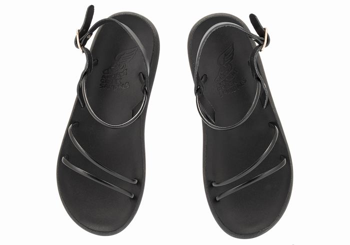 Black Ancient Greek Sandals Polis Women Back-Strap Sandals | QHS948KU