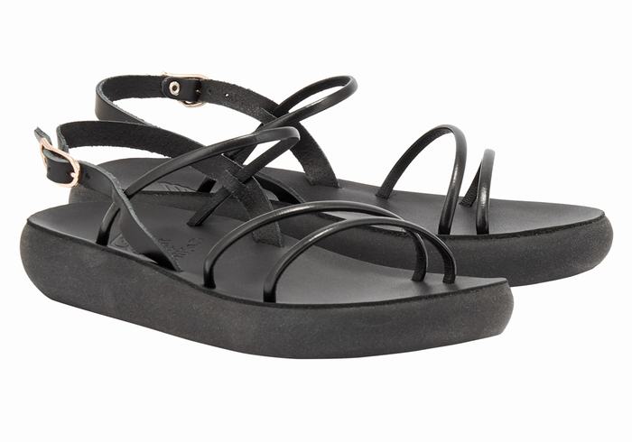 Black Ancient Greek Sandals Polis Women Back-Strap Sandals | QHS948KU