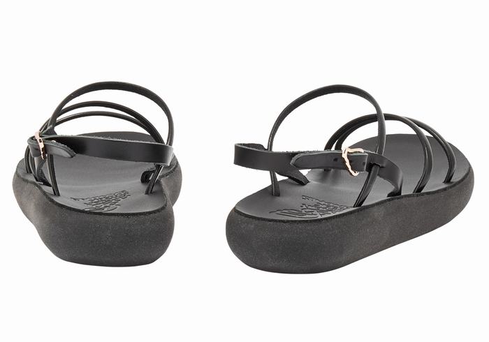 Black Ancient Greek Sandals Polis Women Back-Strap Sandals | QHS948KU