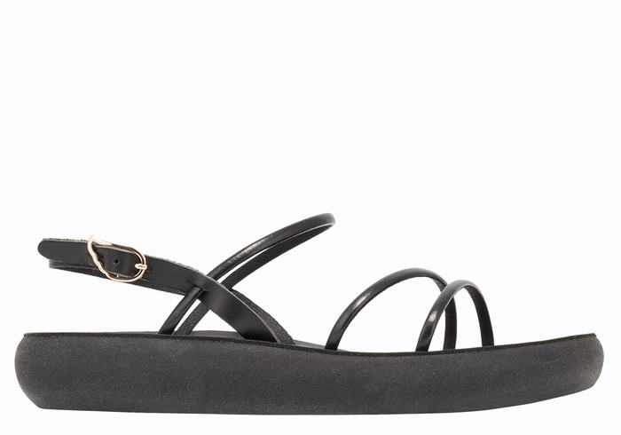 Black Ancient Greek Sandals Polis Women Back-Strap Sandals | QHS948KU