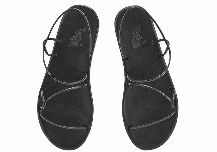 Black Ancient Greek Sandals Proorismos Women Back-Strap Sandals | XUN293TG