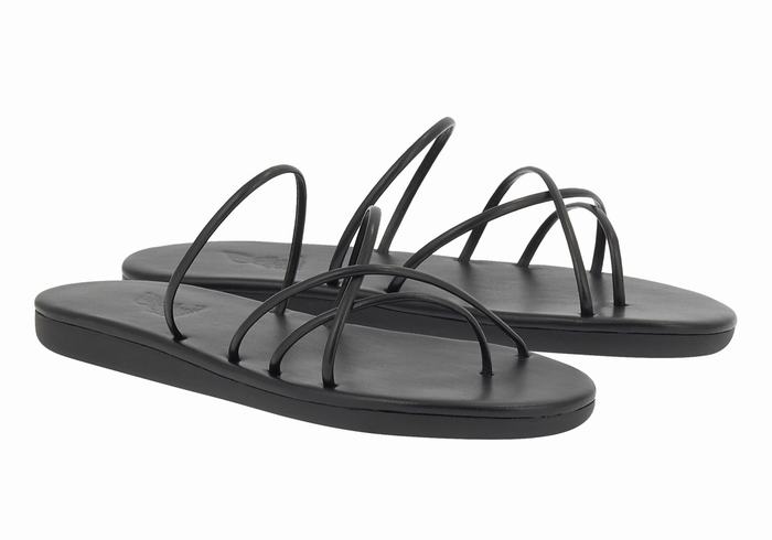 Black Ancient Greek Sandals Pu Women Slide Sandals | DMO7735RH