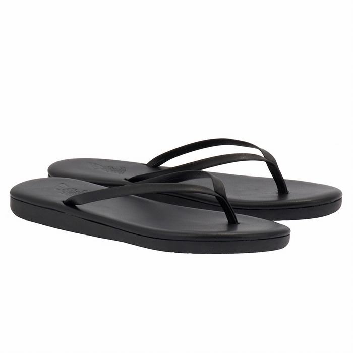 Black Ancient Greek Sandals Saionara Women Flip Flops | BDM988NY