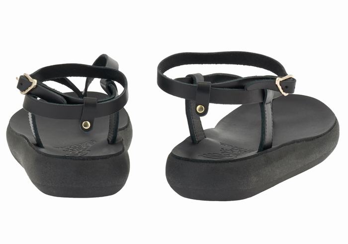 Black Ancient Greek Sandals Salomi Comfort Women Ankle Strap Sandals | RVB3025XT