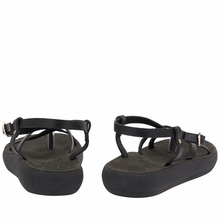 Black Ancient Greek Sandals Semele Comfort Women Back-Strap Sandals | VYJ1891XA