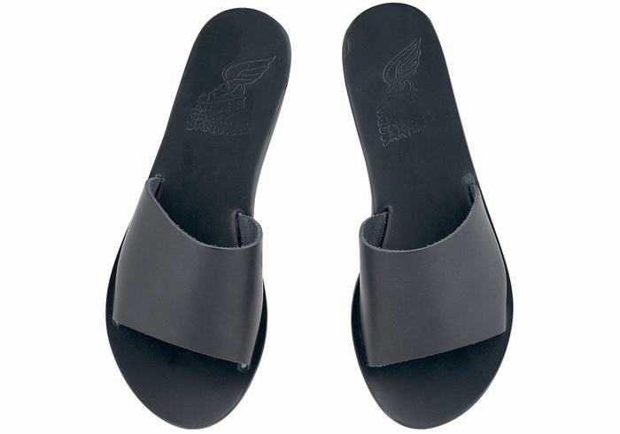 Black Ancient Greek Sandals Taygete Women Slide Sandals | YOS346UR