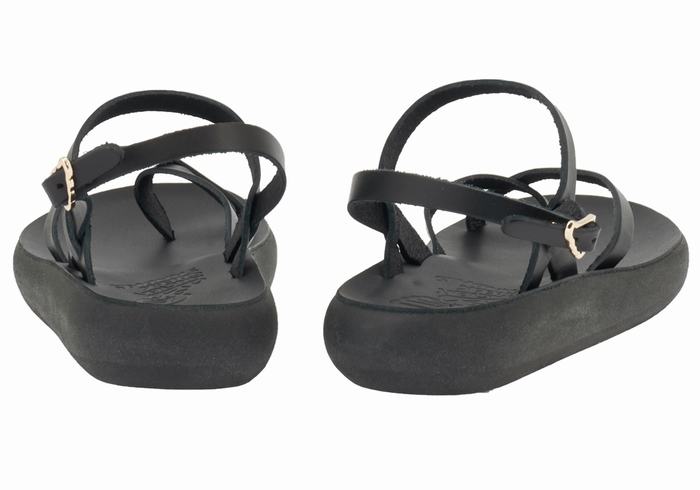 Black Ancient Greek Sandals Tereza Comfort Women Back-Strap Sandals | XFQ3942HD