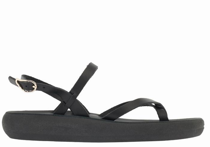 Black Ancient Greek Sandals Tereza Comfort Women Back-Strap Sandals | XFQ3942HD