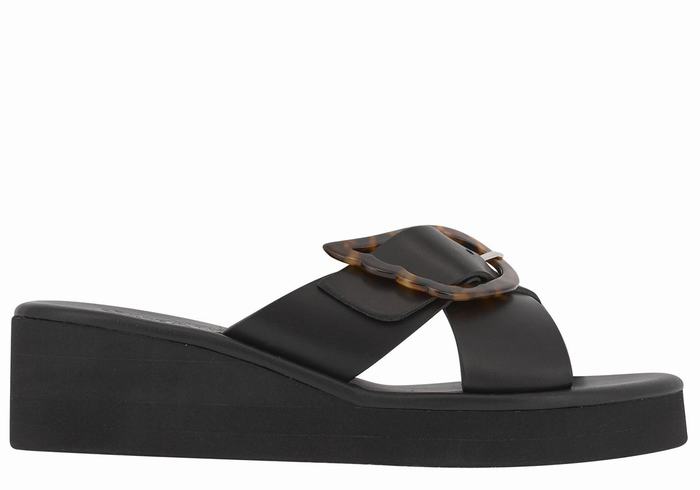 Black Ancient Greek Sandals Thais Rainbow Women Wedge Sandals | VIM6580OQ