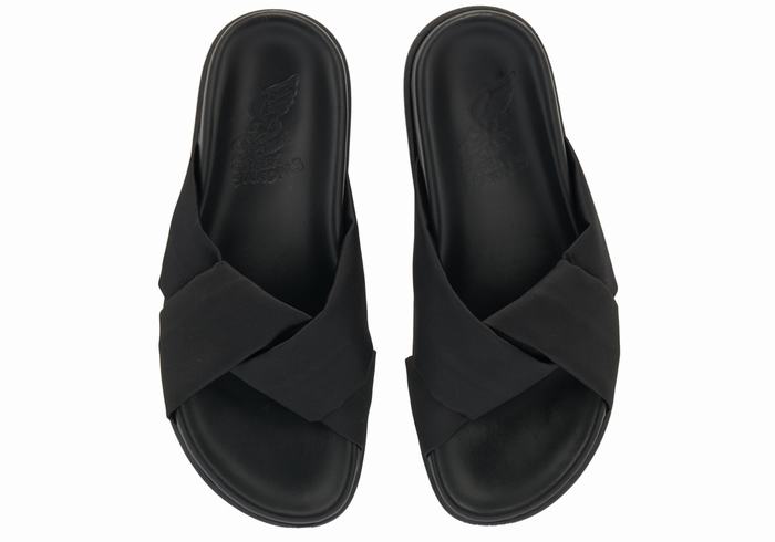 Black Ancient Greek Sandals Whitney Footbed Women Slide Sandals | GKP3989UI