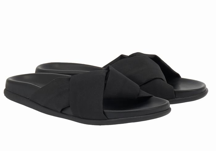 Black Ancient Greek Sandals Whitney Footbed Women Slide Sandals | GKP3989UI