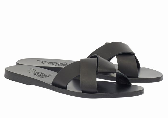 Black Ancient Greek Sandals Whitney Women Slide Sandals | VHE115PX