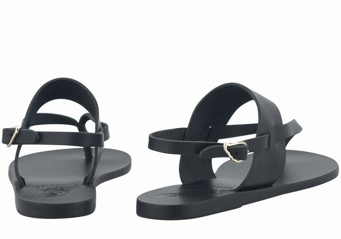 Black Ancient Greek Sandals Zoe Flip Flop Leather Women Back-Strap Sandals | VFJ1187QA