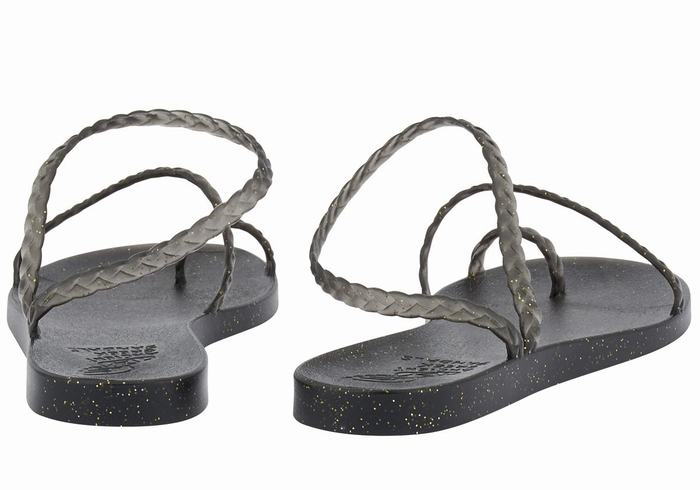 Black Gold Ancient Greek Sandals Eleftheria Women Braided Sandals | XDB1140UG