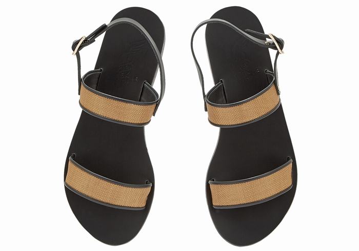 Brown Black Ancient Greek Sandals Clio Women Casual Sandals | LTZ4273GX