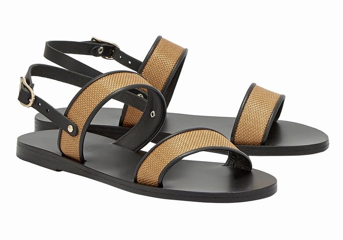 Brown Black Ancient Greek Sandals Clio Women Casual Sandals | LTZ4273GX