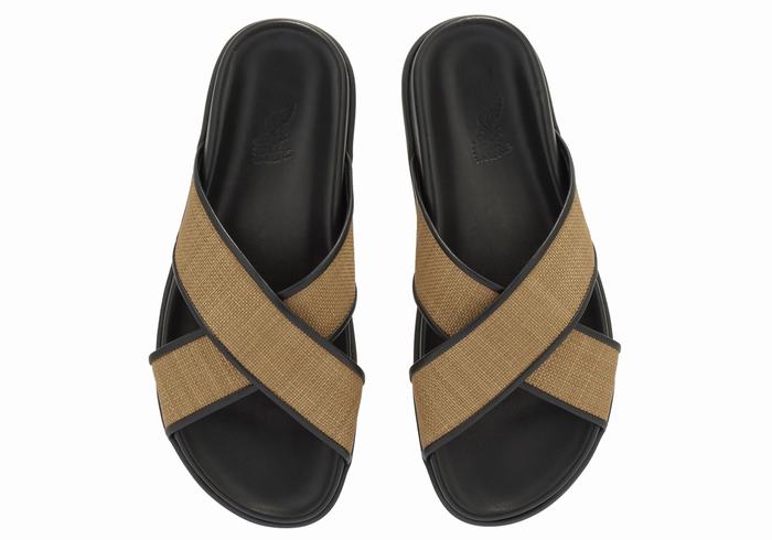 Brown Black Ancient Greek Sandals Thais Footbed Women Slide Sandals | CCK7023RY