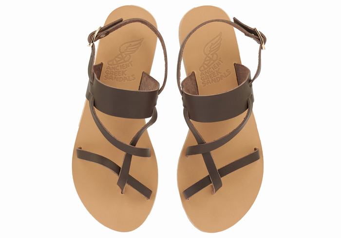 Chocolate Ancient Greek Sandals Alethea Women Back-Strap Sandals | ZGM1498KY