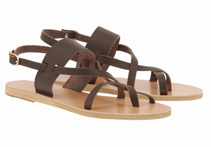 Chocolate Ancient Greek Sandals Alethea Women Back-Strap Sandals | ZGM1498KY