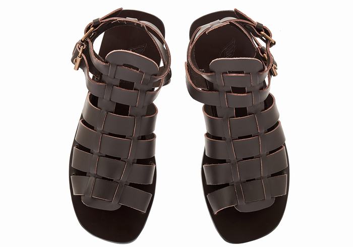 Chocolate Ancient Greek Sandals Alexandros Leather Men Fisherman Sandals | LVQ7885OO