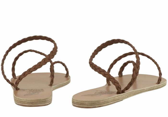 Chocolate Ancient Greek Sandals Eleftheria Leather Women Braided Sandals | MEX8484TH