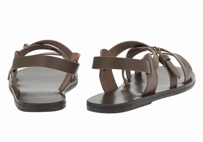 Chocolate Ancient Greek Sandals Hercules Leather Men Casual Sandals | UAR2355NI