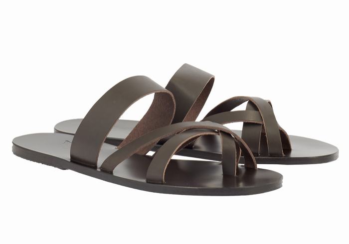 Chocolate Ancient Greek Sandals Jason Men Slide Sandals | RVB6649PC