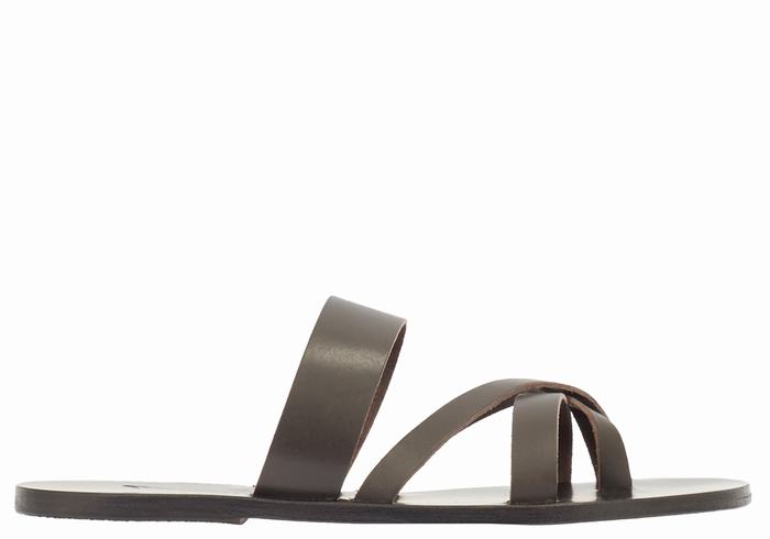 Chocolate Ancient Greek Sandals Jason Men Slide Sandals | RVB6649PC