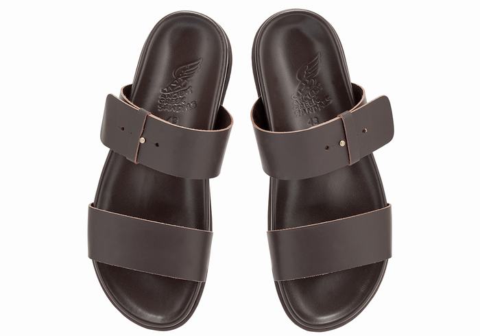 Chocolate Ancient Greek Sandals Kimon Men Slide Sandals | MOR2949FQ