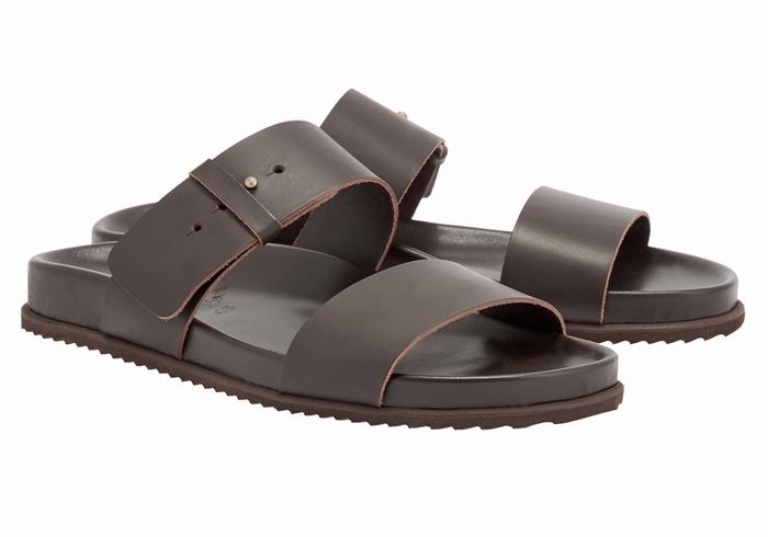 Chocolate Ancient Greek Sandals Kimon Men Slide Sandals | MOR2949FQ