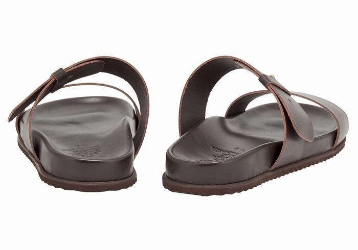 Chocolate Ancient Greek Sandals Kimon Men Slide Sandals | MOR2949FQ