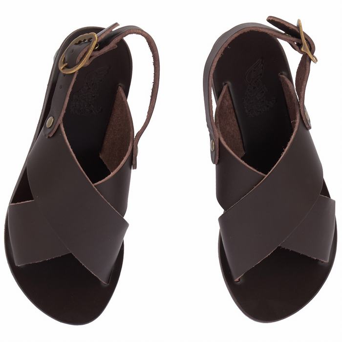 Chocolate Ancient Greek Sandals Little Maria Soft Kids' Casual Sandals | DSX126NR