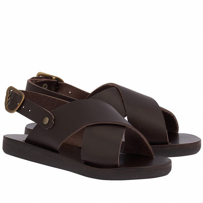 Chocolate Ancient Greek Sandals Little Maria Soft Kids' Casual Sandals | DSX126NR