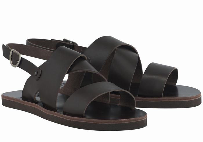 Chocolate Ancient Greek Sandals Miltos Men Casual Sandals | RYO8796YR