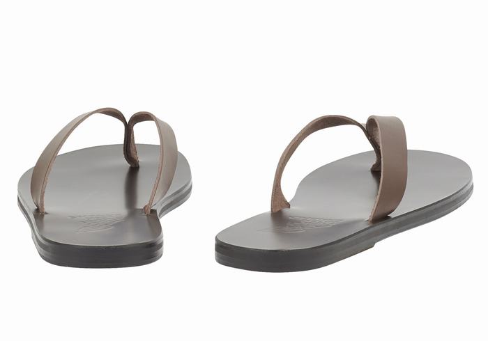 Chocolate Ancient Greek Sandals Solon Leather Men Flip Flops | STL9027KI