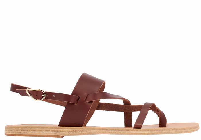 Coffee Ancient Greek Sandals Alethea Leather Women Back-Strap Sandals | HOT2678NW