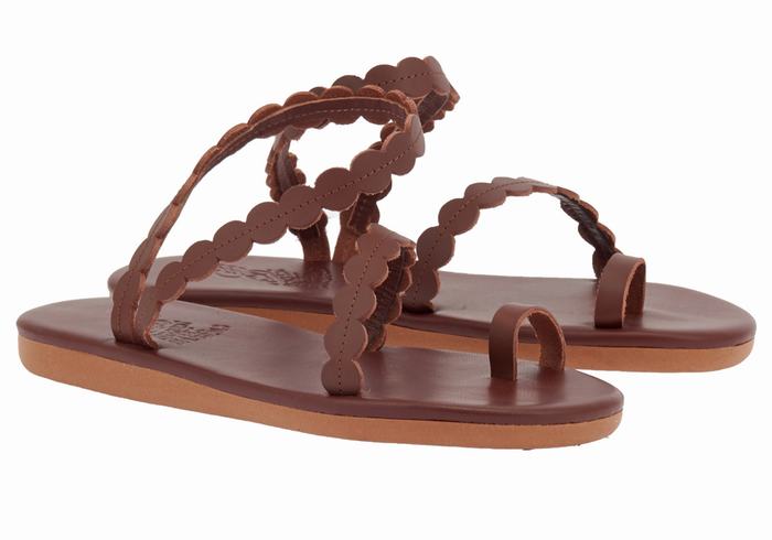 Coffee Ancient Greek Sandals Aura Women Toe-Post Sandals | LMN6820LG