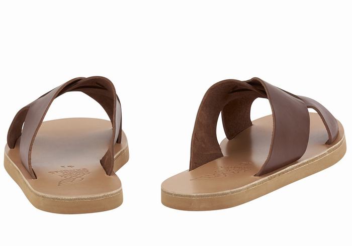 Coffee Ancient Greek Sandals Bios Men Slide Sandals | QEZ718RG