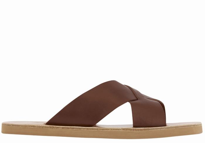 Coffee Ancient Greek Sandals Bios Men Slide Sandals | QEZ718RG