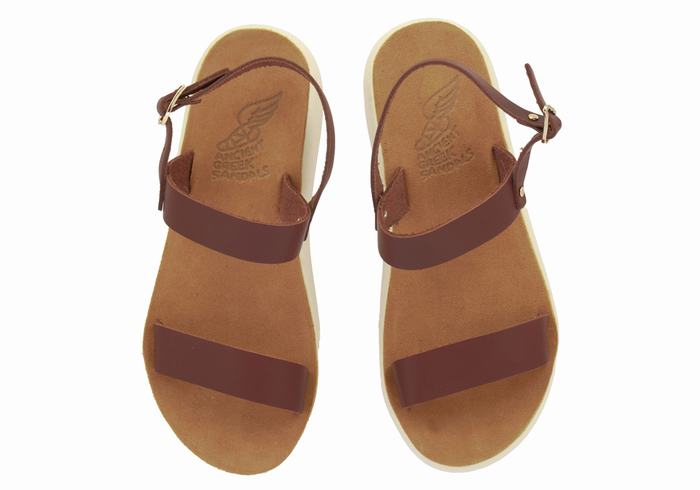 Coffee Ancient Greek Sandals Clio Comfort Women Casual Sandals | SWS6622KL