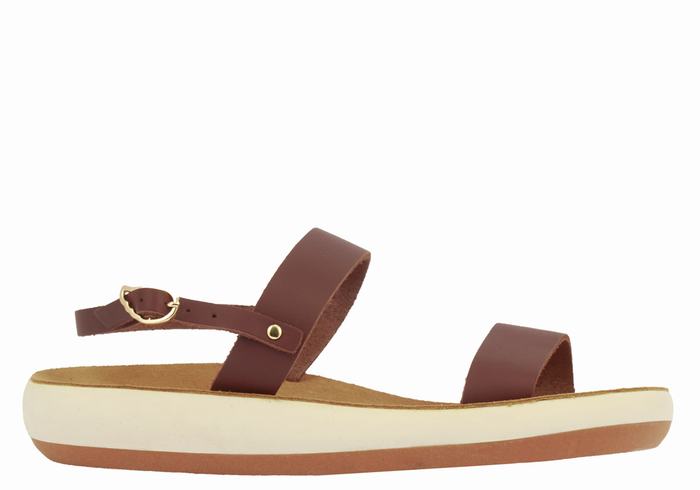 Coffee Ancient Greek Sandals Clio Comfort Women Casual Sandals | SWS6622KL