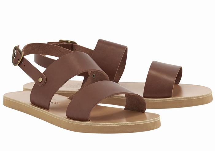 Coffee Ancient Greek Sandals Dinatos Men Casual Sandals | UKN266PO