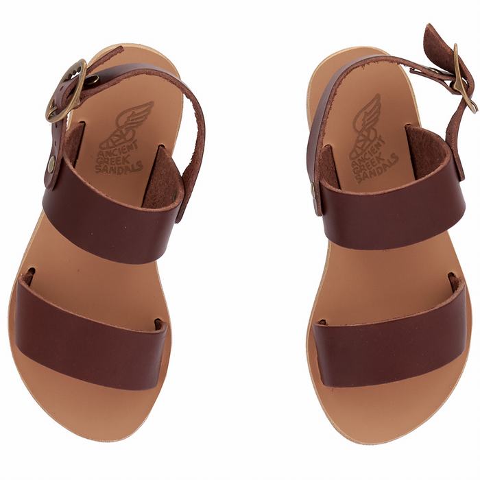 Coffee Ancient Greek Sandals Little Clio Soft Kids' Casual Sandals | NXV5613RM