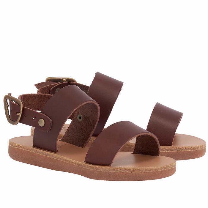 Coffee Ancient Greek Sandals Little Clio Soft Kids' Casual Sandals | NXV5613RM