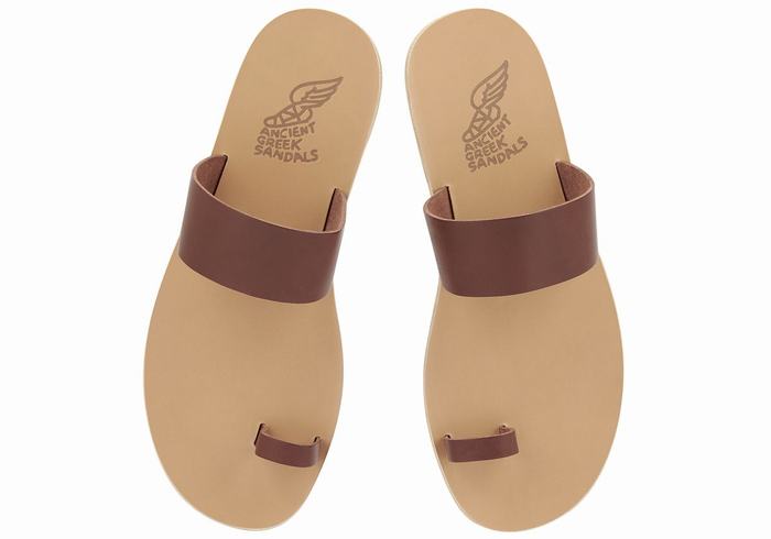 Coffee Ancient Greek Sandals Thalos Men Toe-Post Sandals | GTT3294OD