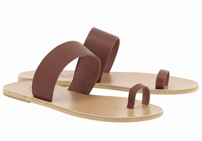 Coffee Ancient Greek Sandals Thalos Men Toe-Post Sandals | GTT3294OD